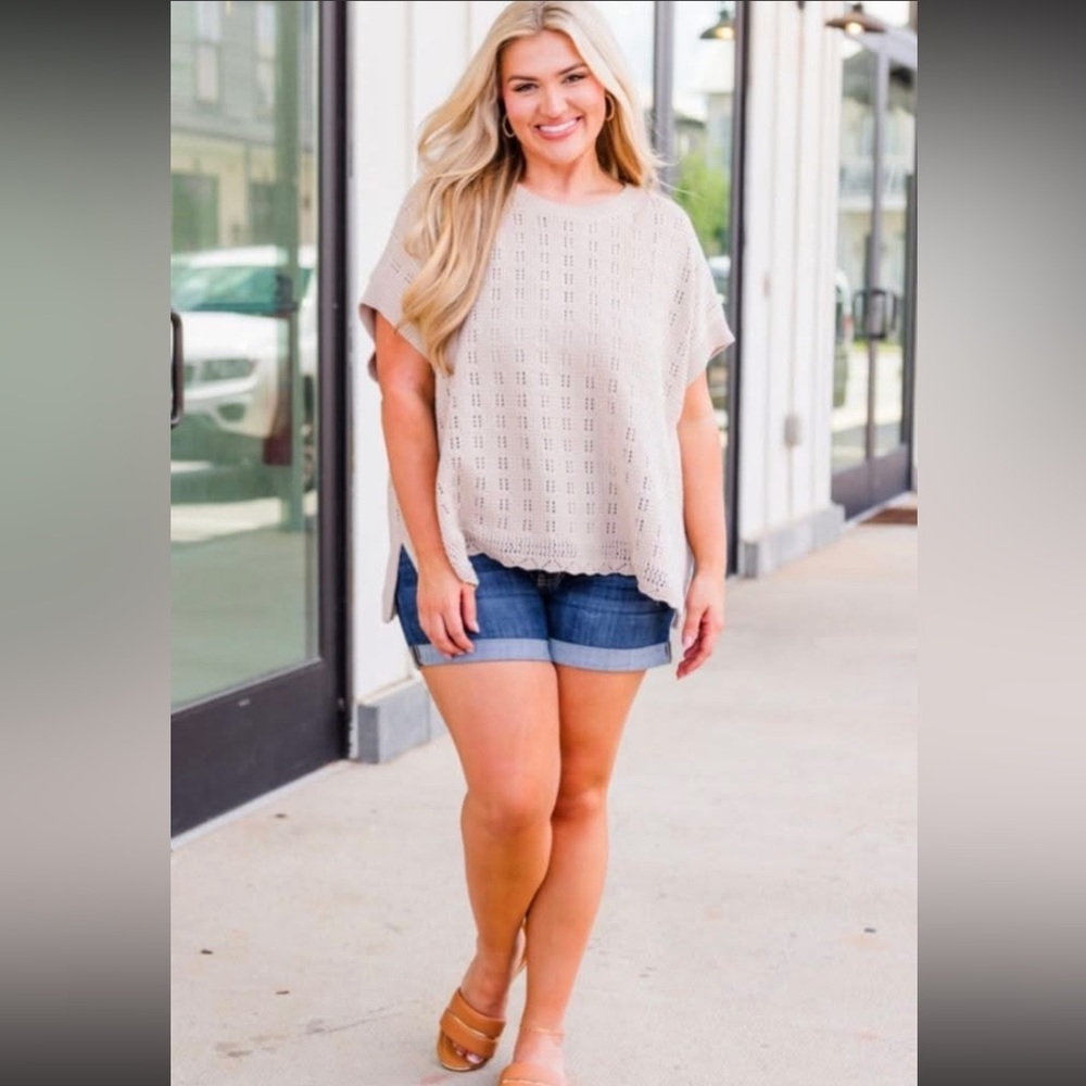 Kori 1XL Women's Cream Knit Top